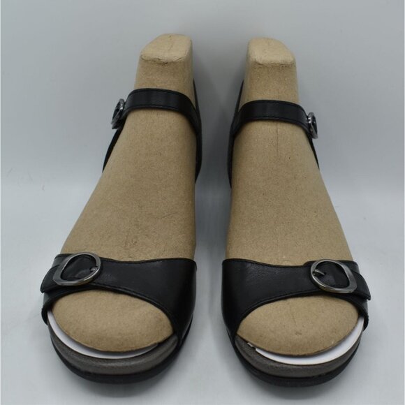 Dansko Womens Size EU 41 US 10.5-11 Arielle Black Glazed Leather Wedge Sandals - Picture 5 of 13